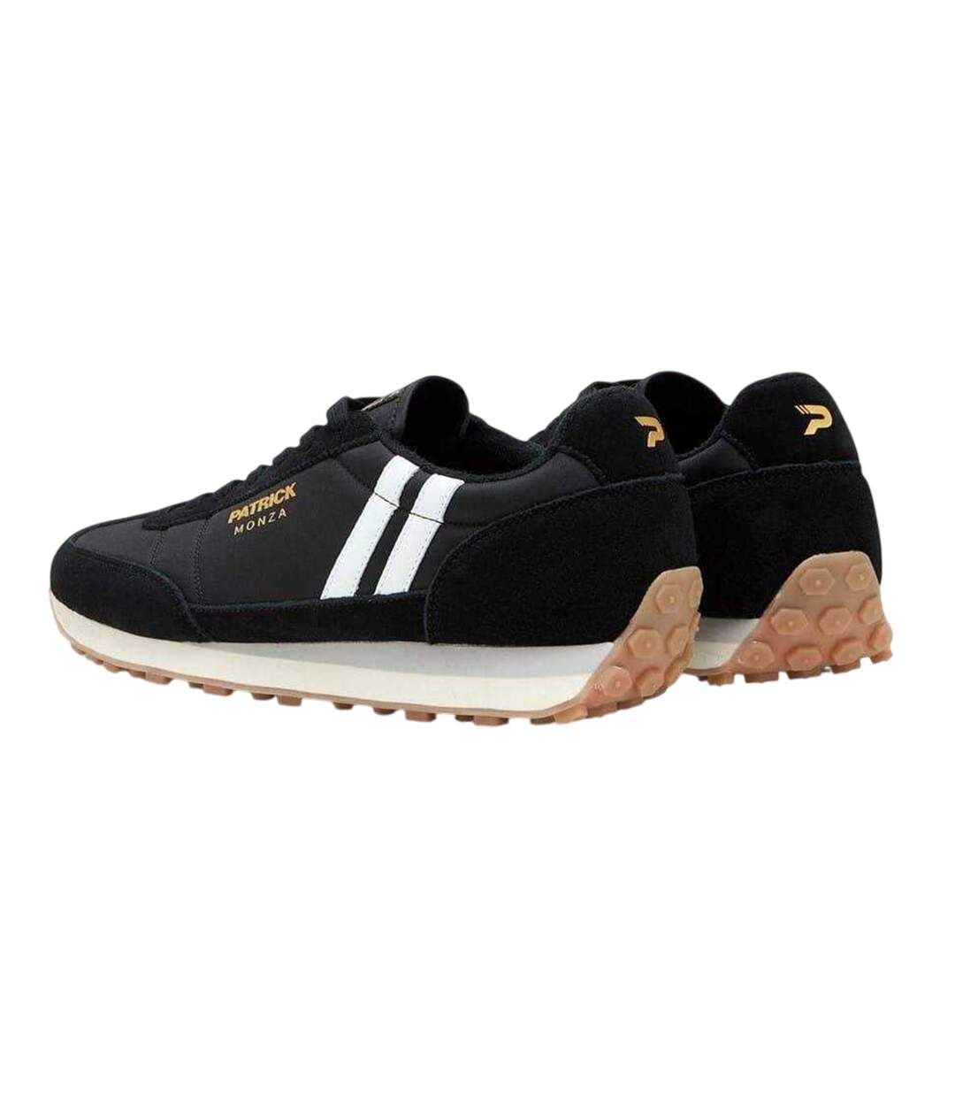 Mens Monza Double Stripe Suede Trainers Black White Patrick-2