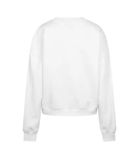 Womens/ladies Icon Crew Neck Relaxed Fit Jumper Pure White Guess