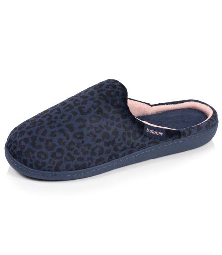 Isotoner Chaussons Mules femme microvelours semelle ergonomique, mousse à mémoire forme