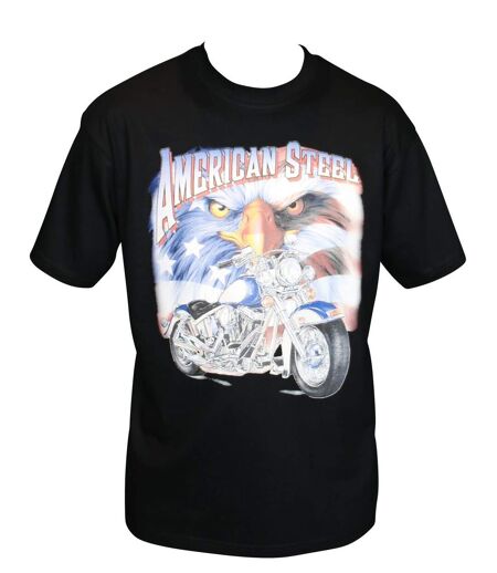 T-shirt homme manches courtes - Moto biker USA - 11671 - noir