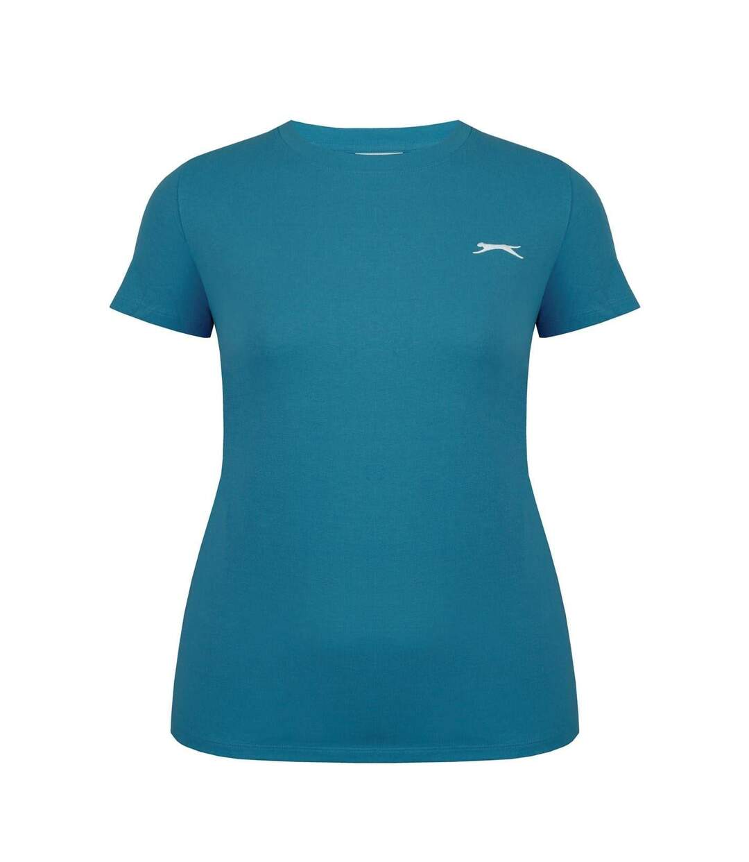 Womens/ladies Plain Crew Neck Fitted T-shirt Teal Slazenger-1