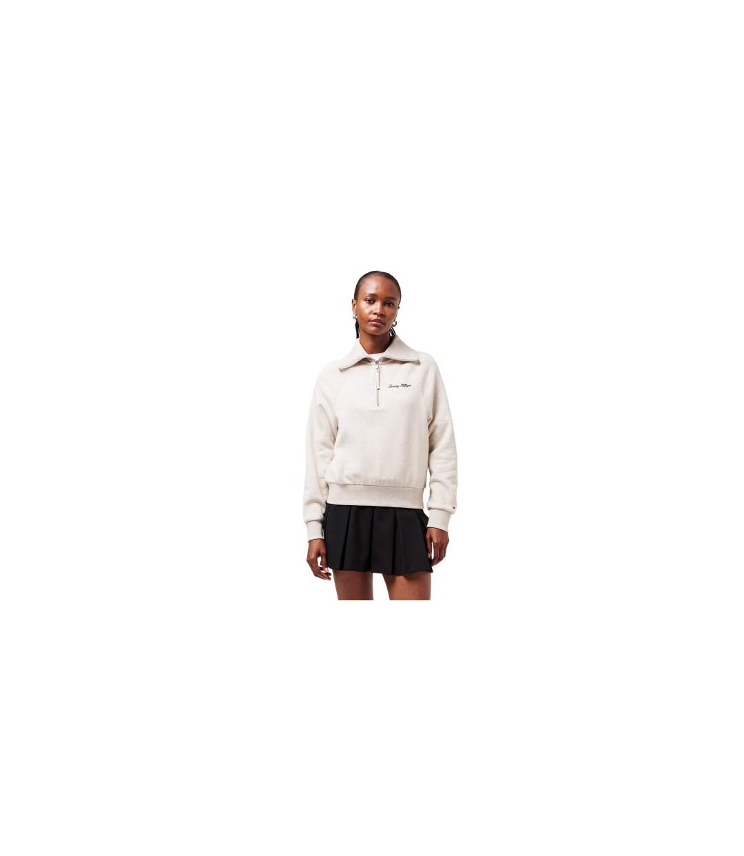 Sweat Manches Raglan Motif/style Texte Curve Classic Femme Beige Chiné Tommy Hilfiger-1