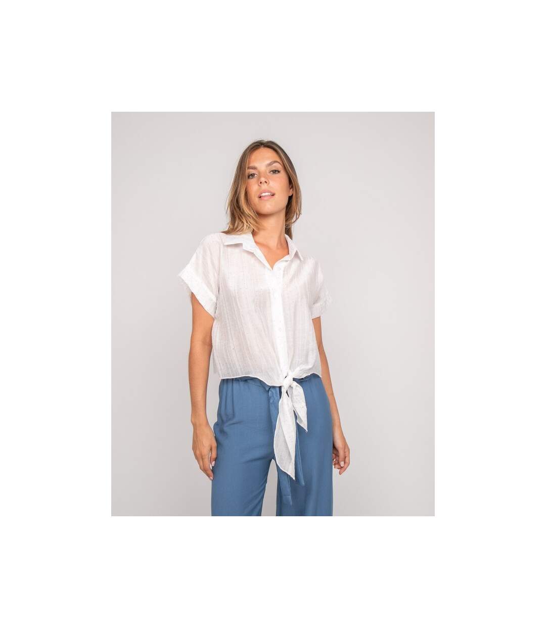 Chemise manches courtes lurex ONYX - Dona X Lisa-1