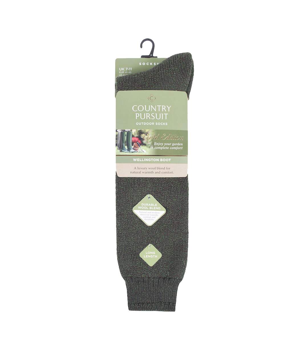 Mens Green Long Wellington Boot Socks 6-11-2