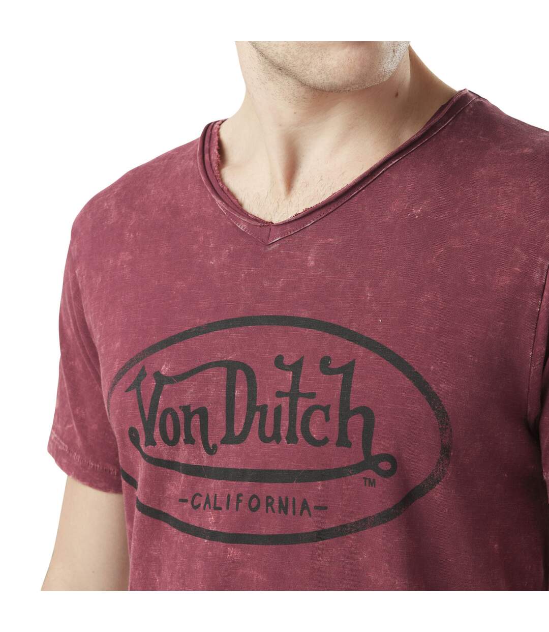 T-shirt homme col v avec traitement en coton Ron Vondutch