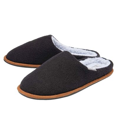 Mens Plush Lined Mule Slippers With Memory Foam