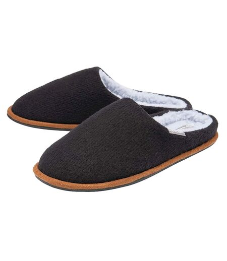Mens Plush Lined Mule Slippers With Memory Foam
