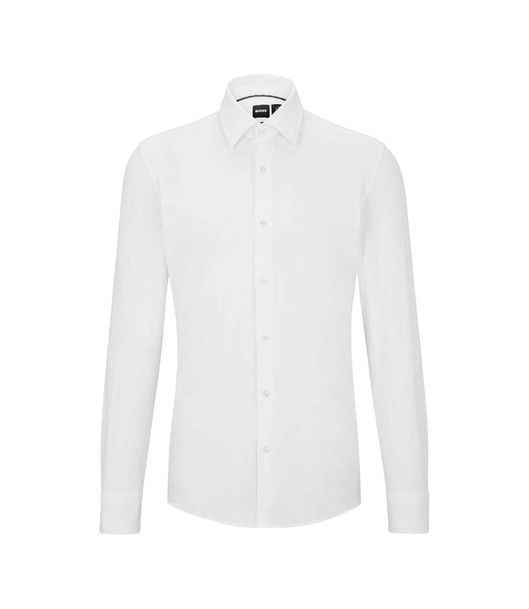 Mens Point Collar Long-sleeved Shirt White Boss-2