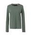 T-shirt Manches Longues Motif/style À Rayures Federica Femme Vert Sombre Vanille Clair Regatta-2