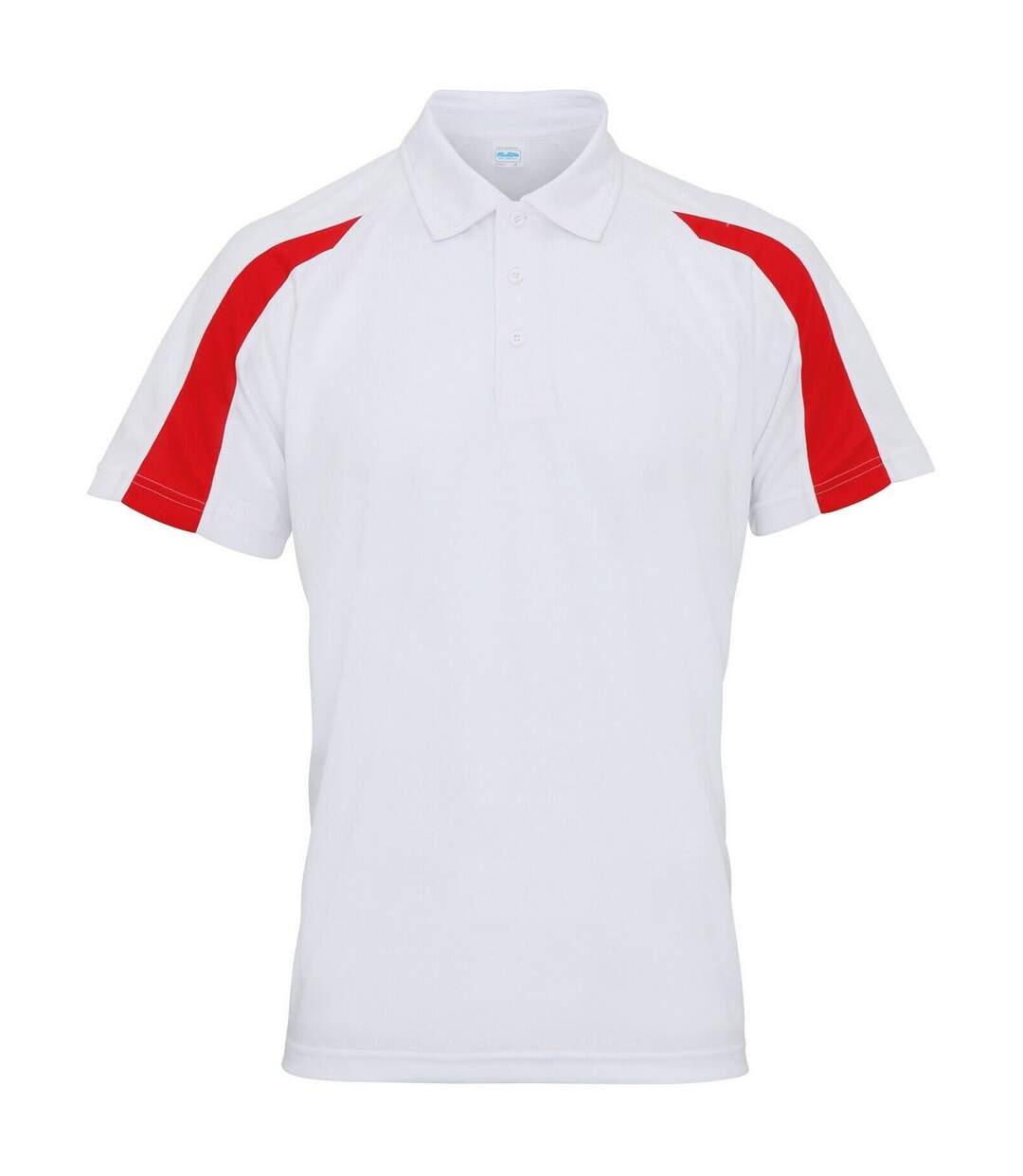 Mens Contrast Polo Shirt Arctic White Fire Red AWDis Cool-1