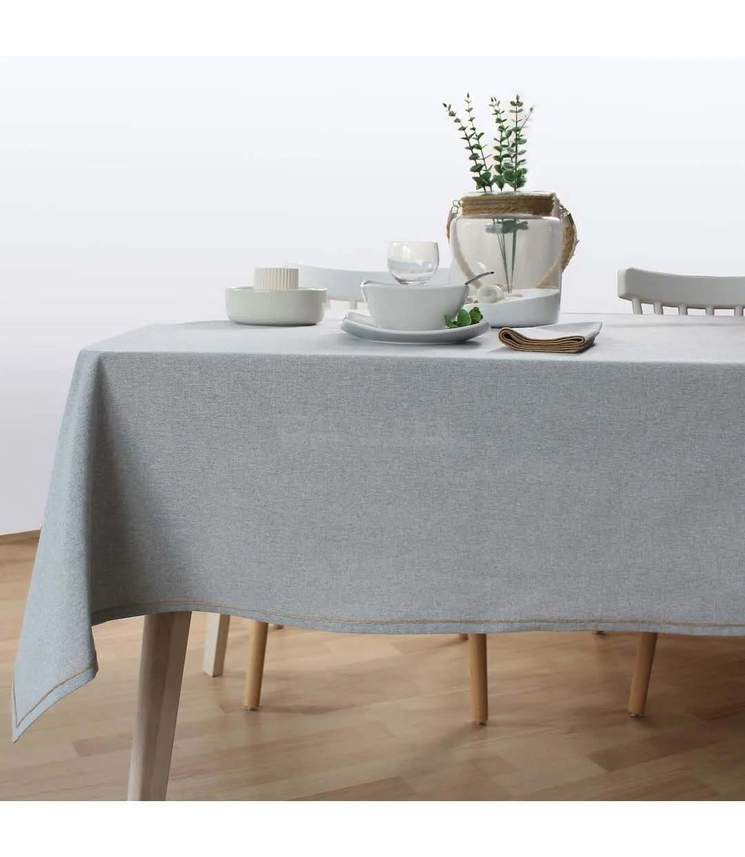Nappe de Table Uni Lina 140x300cm Gris-2