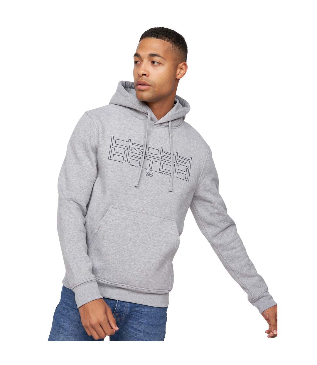 Sweat À Capuche Scouts Homme Gris Chiné Crosshatch-4