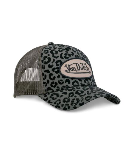 Casquette baseball Velvet avec print et broderie Leopard Kaki Vondutch