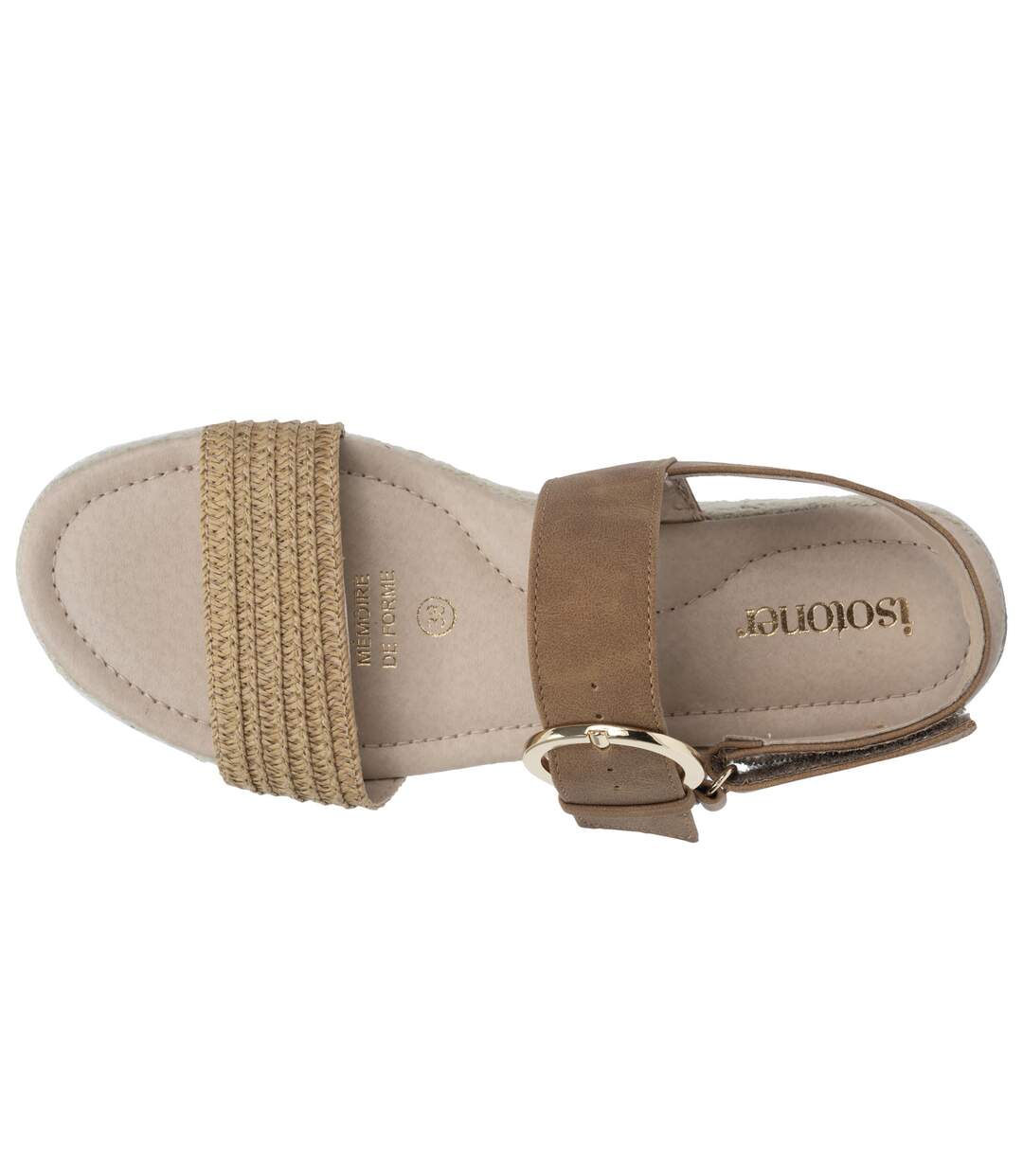 Isotoner Sandales femme semelle à mémoire de forme, talon de 3,5cm, design corde et léopard-3
