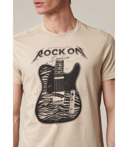 tshirt col rond avec imprimé guitare sur le devant ROCKON