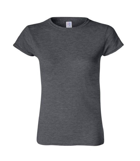 T-shirt À Manches Courtes Femme Gris Foncé Chiné Gildan