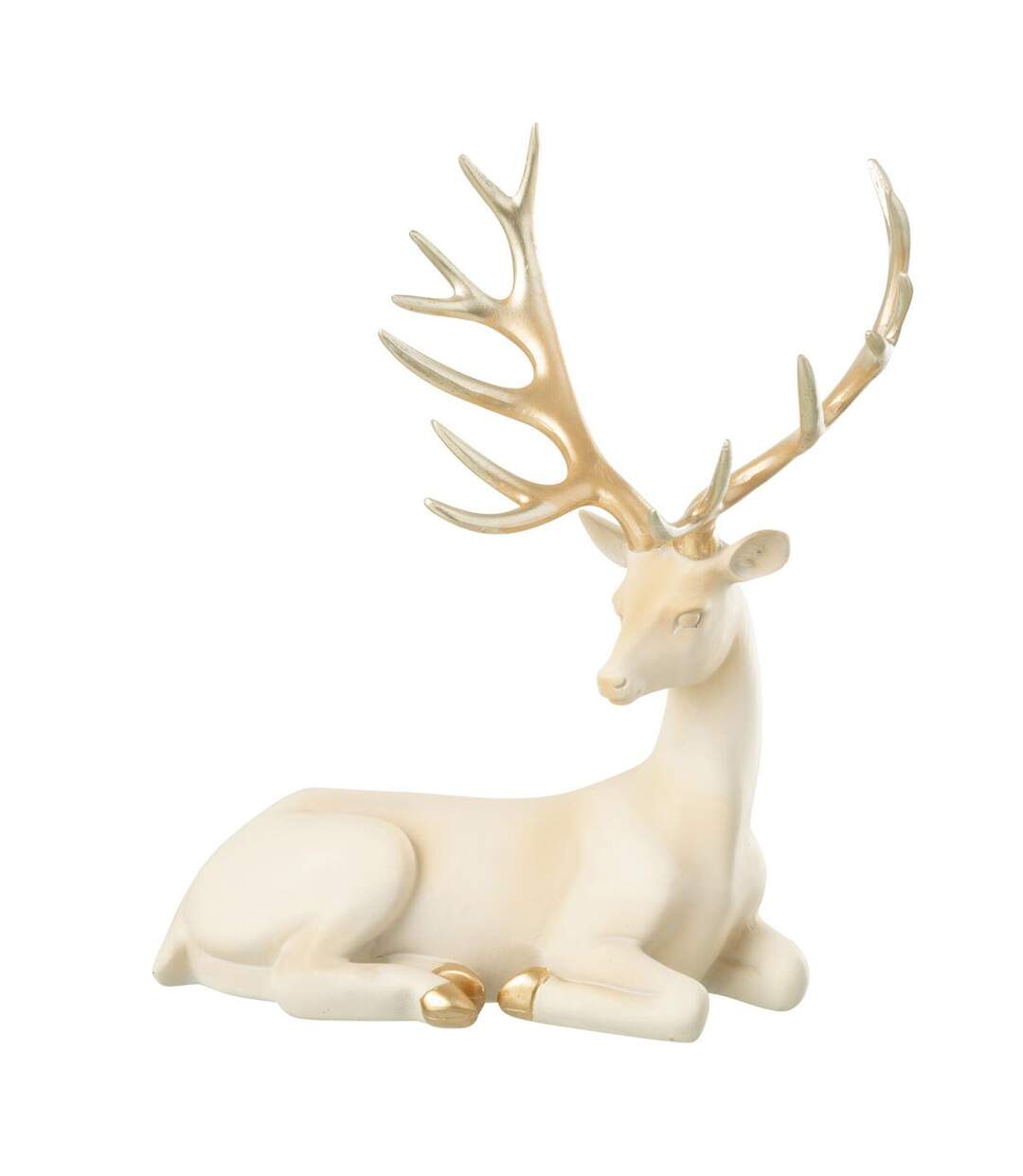 Statuette Cerf Déco Couché 29cm Beige Clair-1