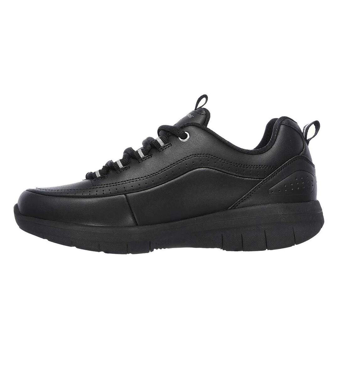 Womens/ladies Elite Status Leather Trainers Black Skechers-2