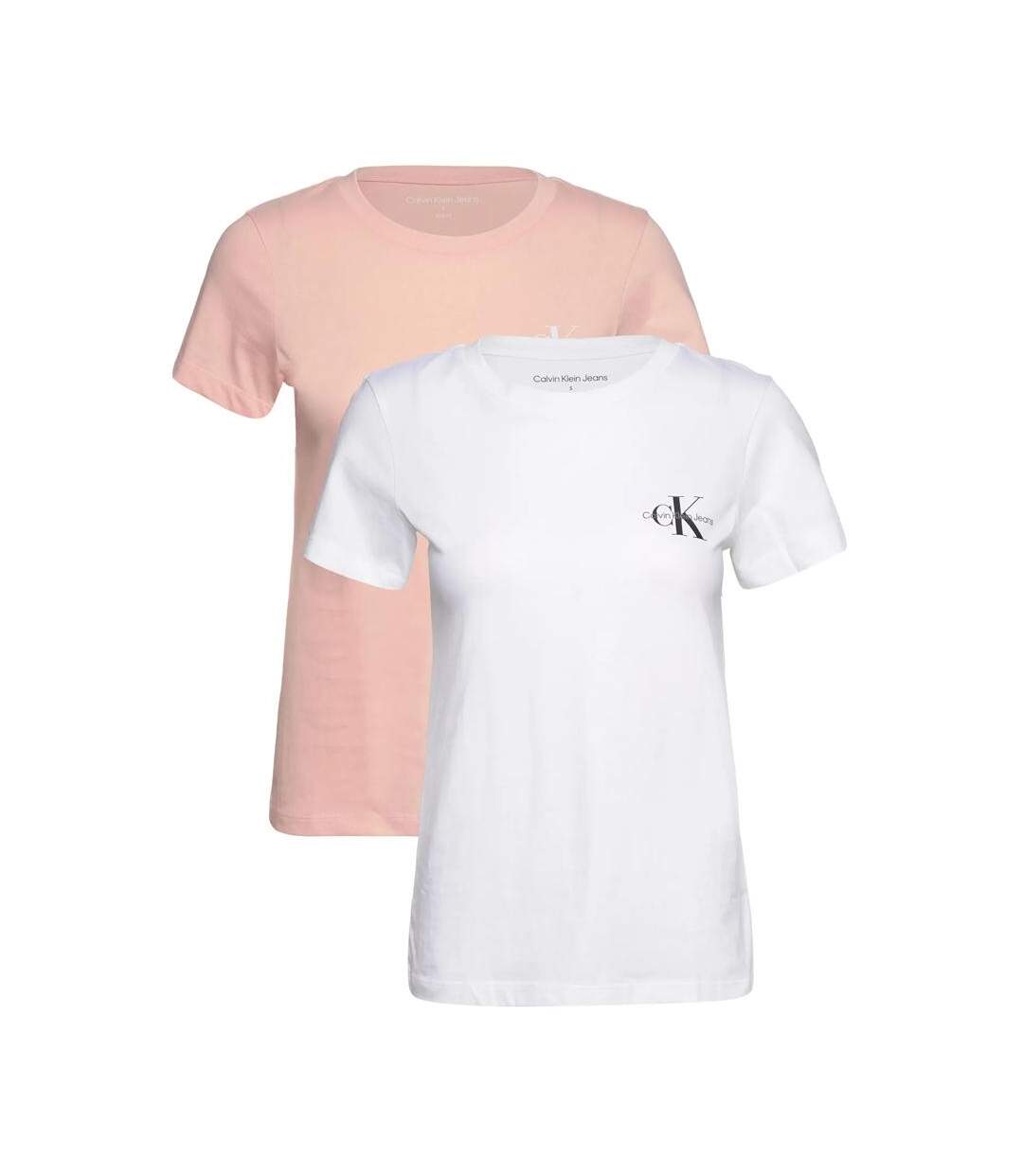 T-shirts Blanc/Rose Femme Calvin Klein Jeans Slim - L