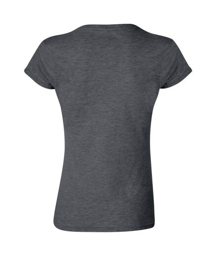 T-shirt À Manches Courtes Femme Gris Foncé Chiné Gildan