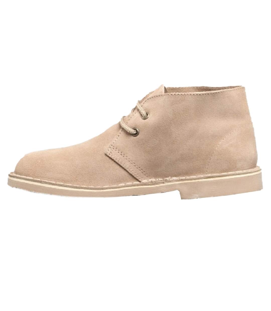 Bottines en cuir suédé femme taupe clair Roamers-1