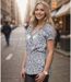 Blouse femme sans manche motif imprimé sur fond gris col en V-3