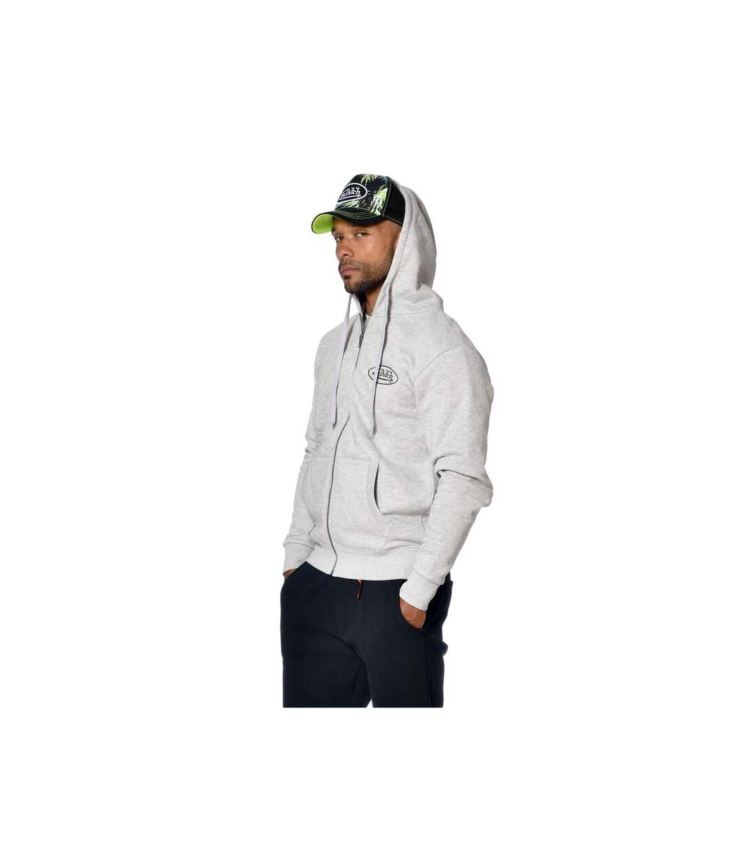 Sweat homme zippé à capuche imprimé devant Sliman Vondutch-2