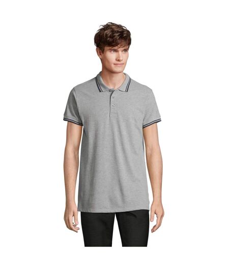 Polo Pasadena Homme Gris Chiné Bleu Marine SOLS