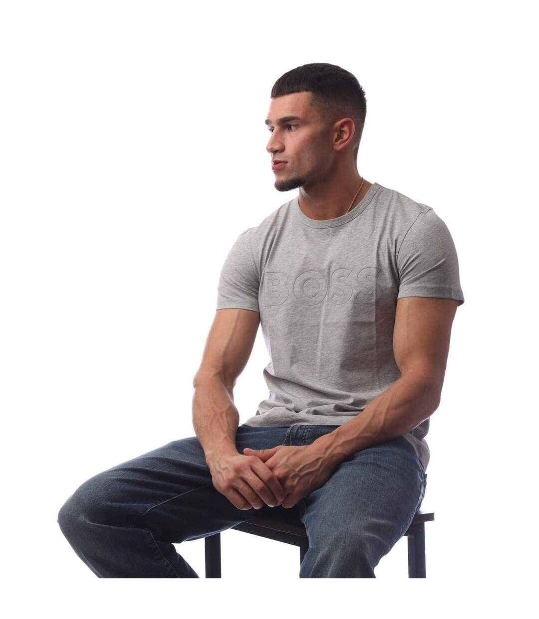 Mens Teebo T-shirt Pastel Grey Boss-3
