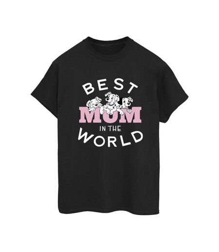Disney Womens/Ladies 101 Dalmatians Best Mum In The World Cotton Boyfriend T-Shirt (Noir) - UTBI26067