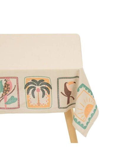 Nappe Imprimé Tropical 140x240cm Beige Lin