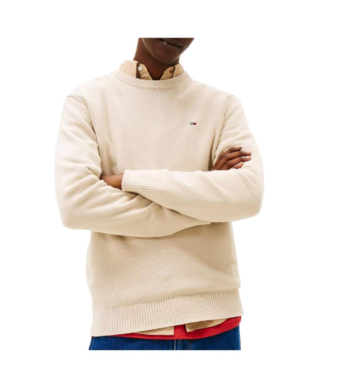 Pull beige homme tommy hilfiger slims-1
