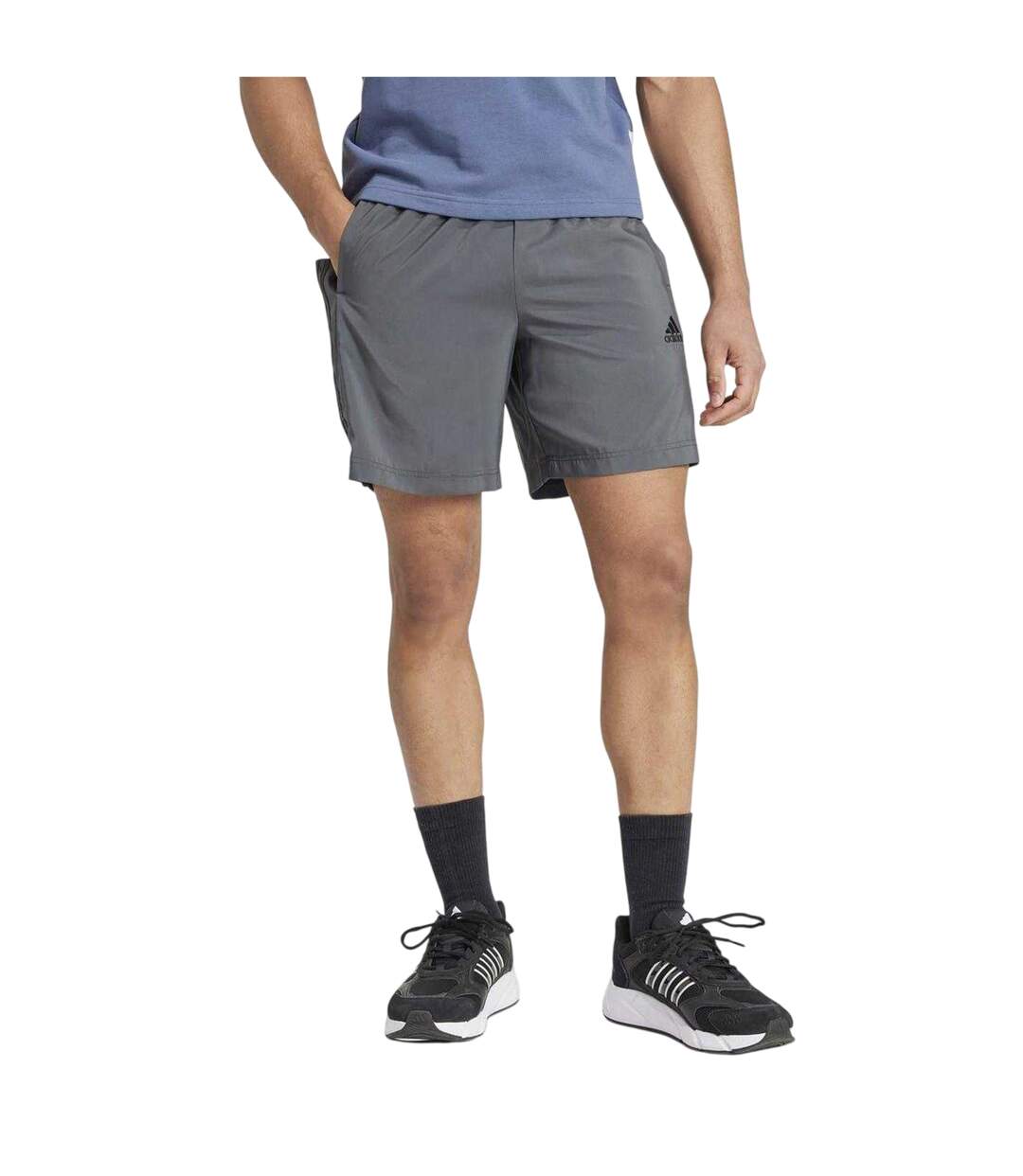 Mens 3 Stripes Shorts Medium Grey Black Adidas-3