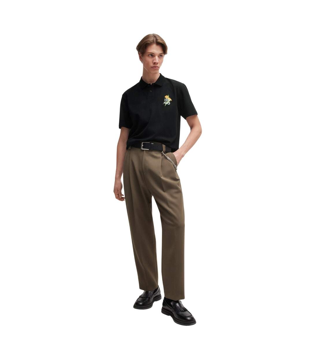 Mens Regular Short-sleeved Polo Shirt Black Hugo Boss-1