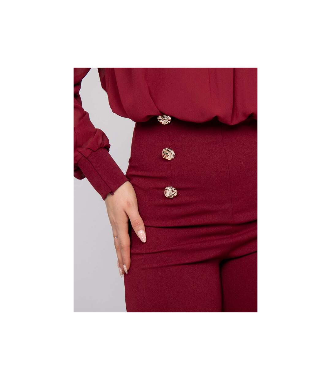 Combinaison pantalon large boutons dorés ELISE - Dona X Lisa-3