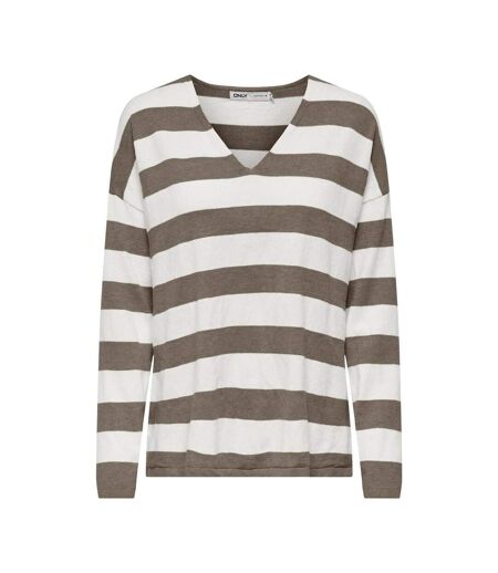 Pull marron à rayures femme only chianti - l