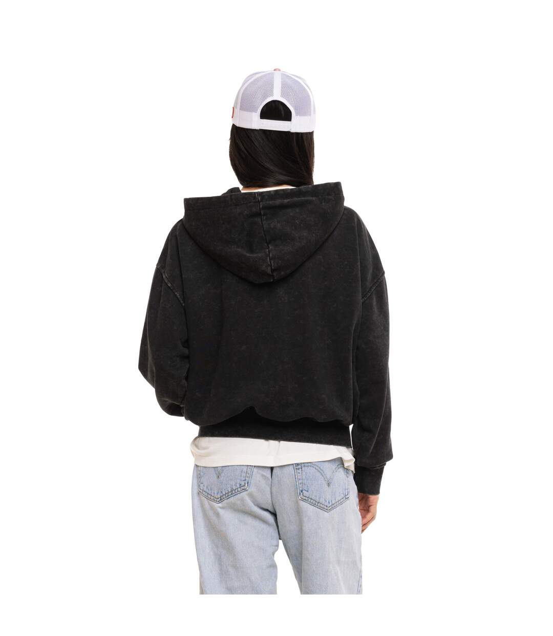 Sweat zippé à capuche femme relax fit acid wash avec patch Palm Patch Vondutch-3