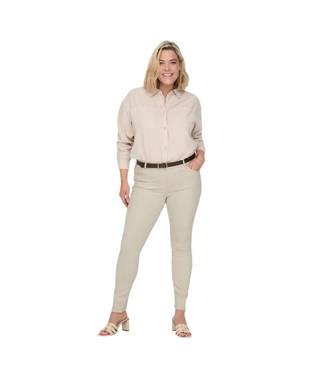 Womens/ladies 5 Pockets Skinny Jeans Ecru Only-1
