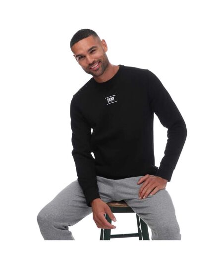 Mens Logo Printed Crew Neck Sweatshirt Black DKNY