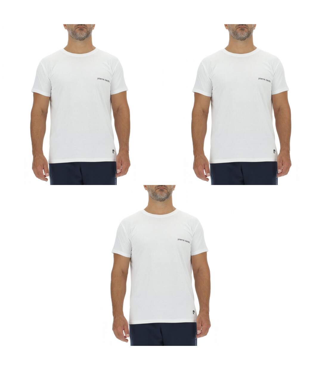 Lot de 3 T-shirts homme en coton uni col rond imprimé poitrine Pierre Cardin-1