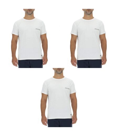 Lot de 3 T-shirts homme en coton uni col rond imprimé poitrine Pierre Cardin