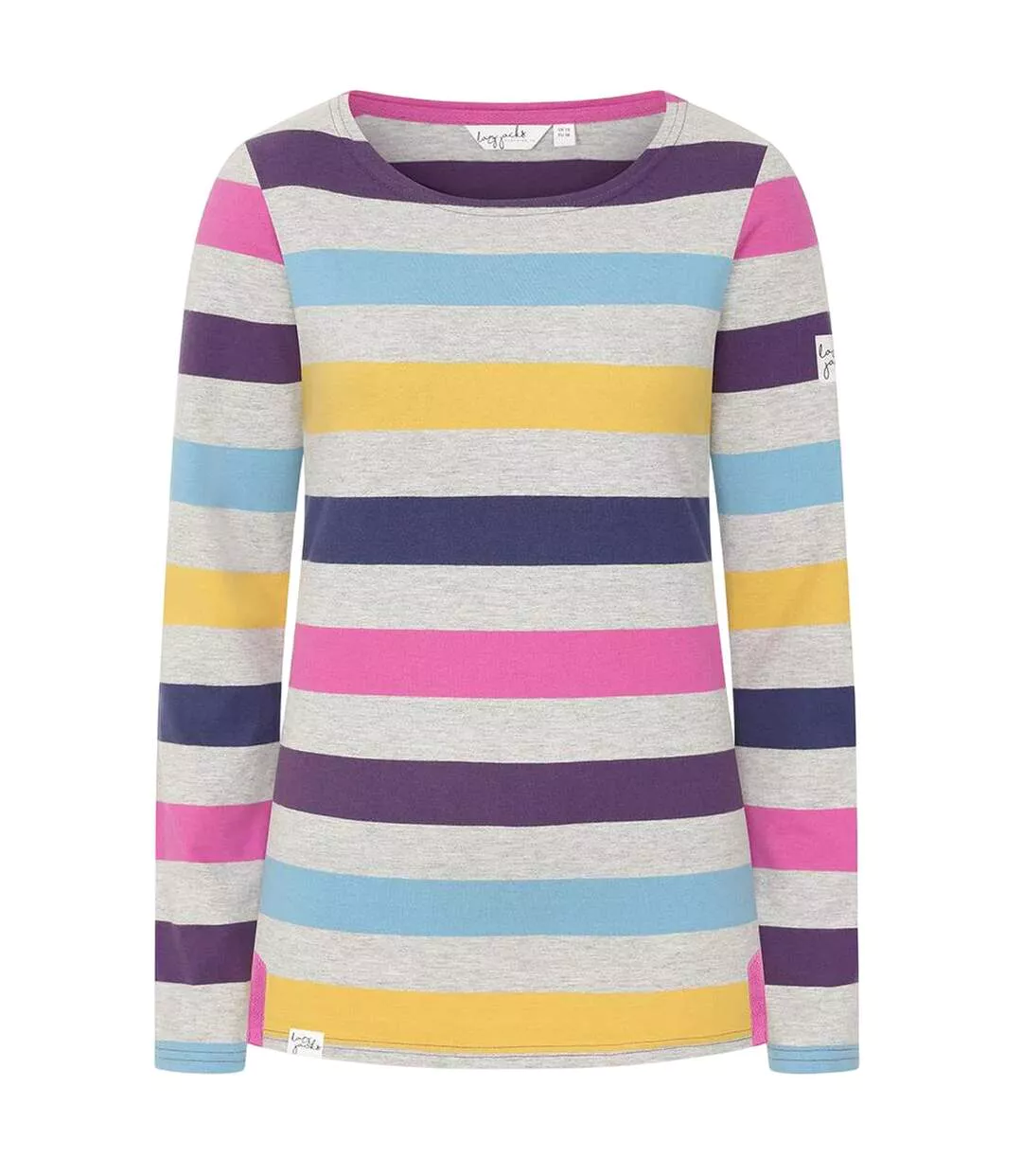 Haut Manches Longues Motif/style Rayures Multiples Breton Femme Gris Chiné Lazy Jacks-2