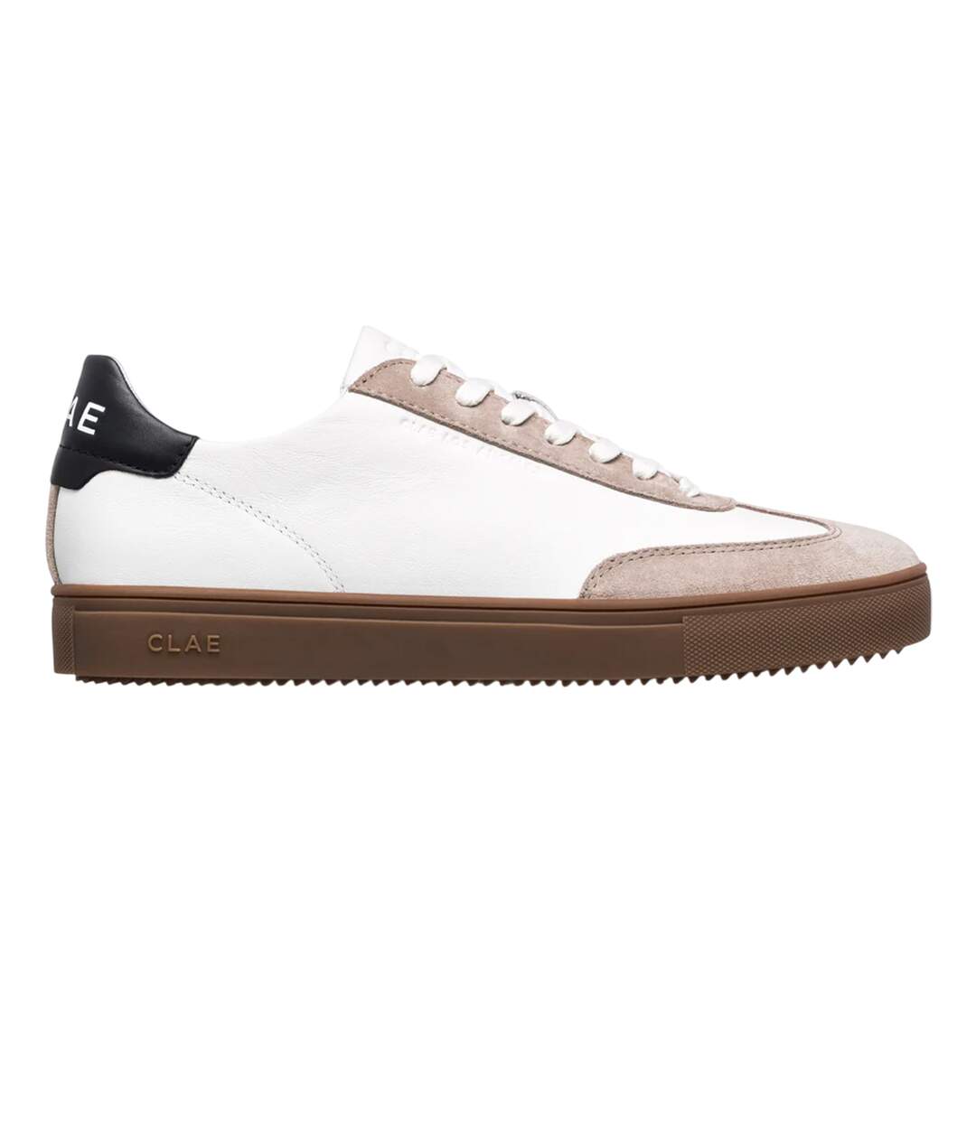 Unisex Adult Deane Leather Flat Trainers White Grey Gum CLAE-1