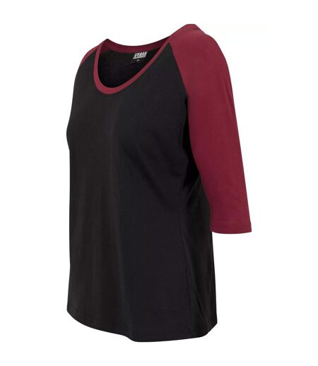 Haut Manches ¾ Motif/style Contrasté Femme Noir Bordeaux Urban Classics