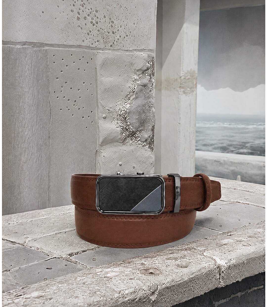 Ceinture homme cuir marron - Boucle automatique - Sophistication et confort-5