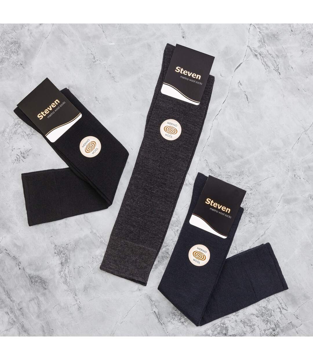 3 Pairs Mens Knee High Soft Breathable Merino Wool Socks-3
