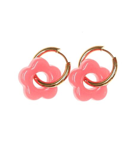 Boucles oreilles fushia femme clio blue fleurs 20mm - taille unique