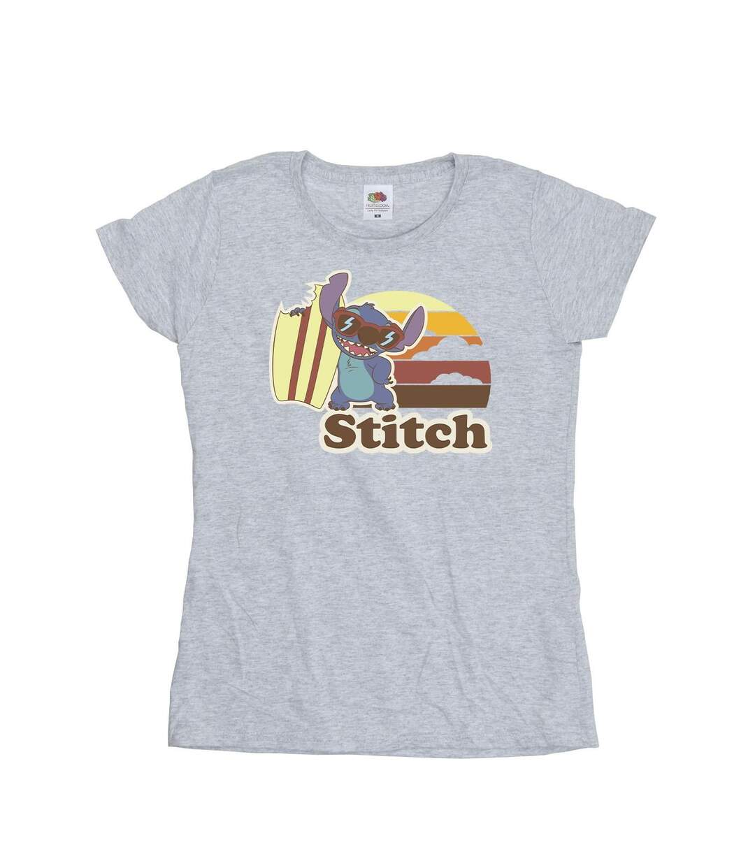 Disney T-shirt en coton Femmes/Ladies Lilo And Stitch Bitten Surfboard (Gris sportif) - UTBI25486-1