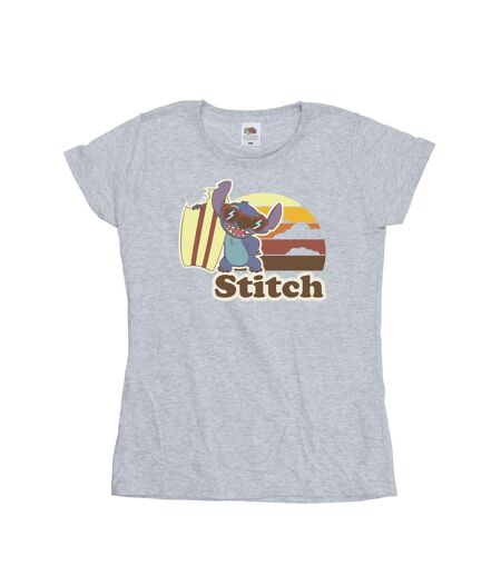 Disney T-shirt en coton Femmes/Ladies Lilo And Stitch Bitten Surfboard (Gris sportif) - UTBI25486