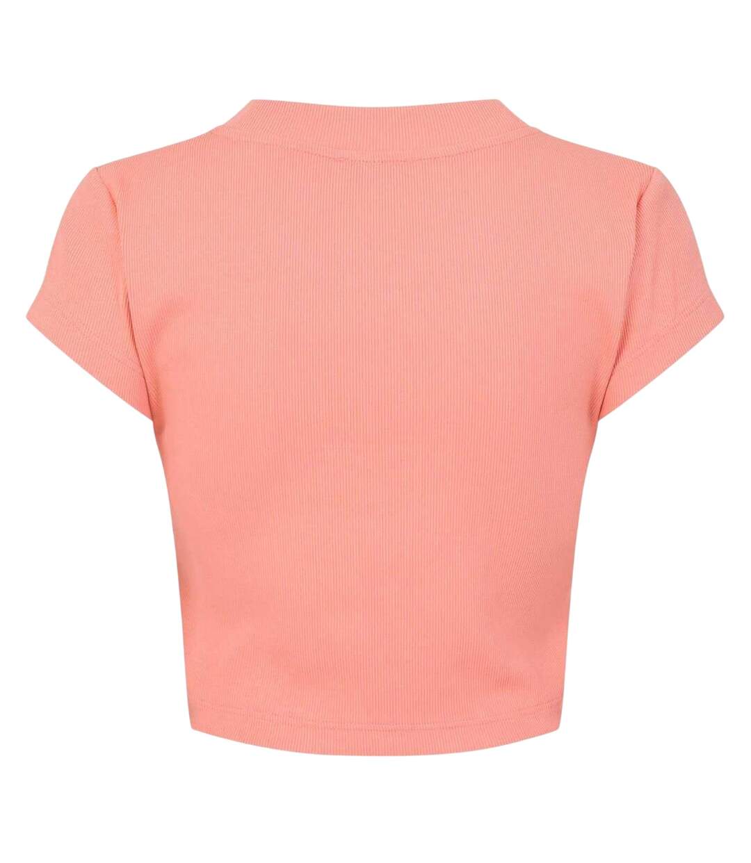 Womens/ladies Mono Ribbed Crop T-shirt Powder Calvin Klein-2